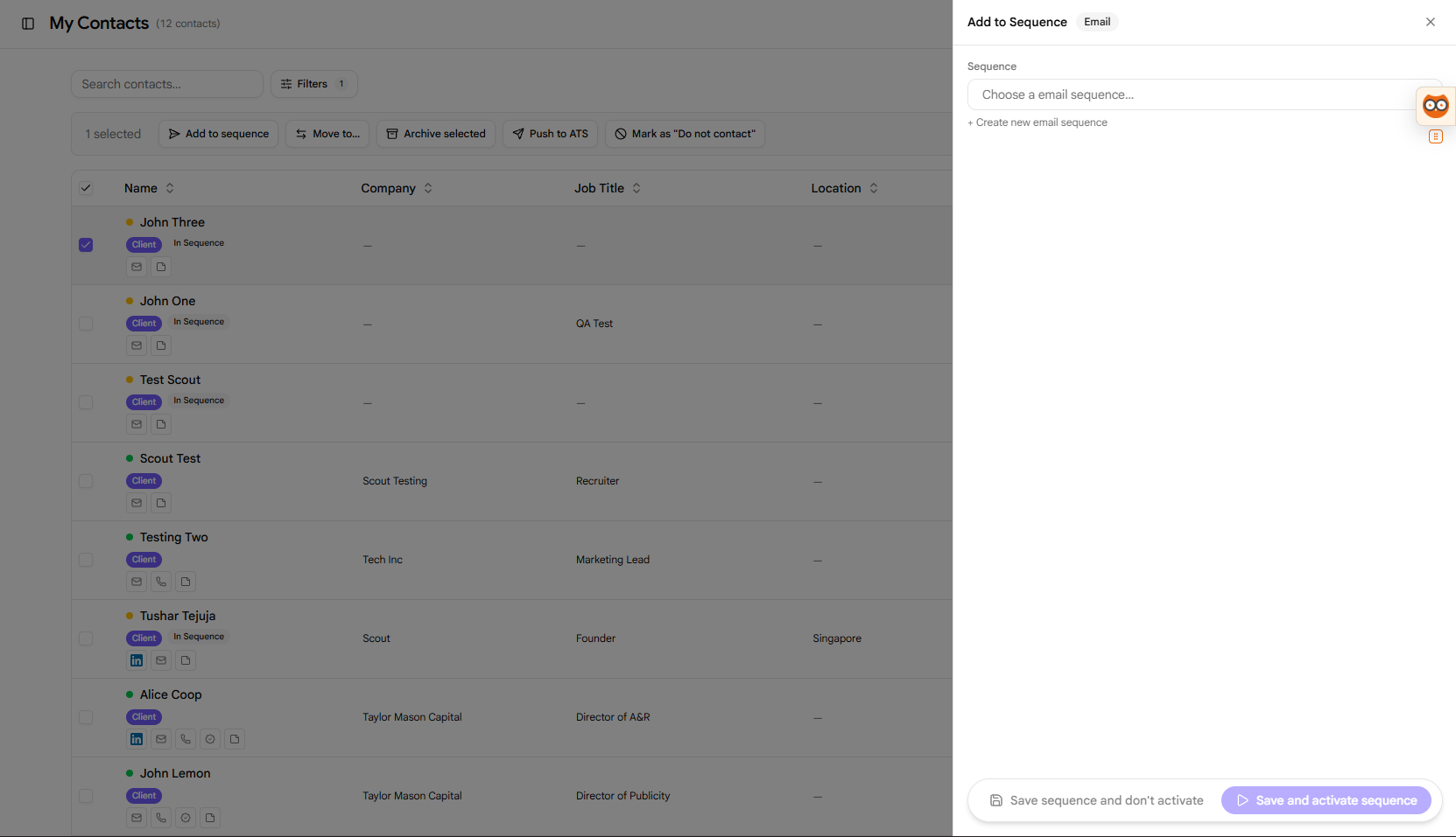 Add to Sequence Dialog
