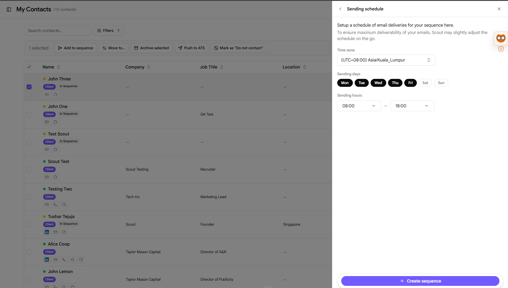 Configure Sending Schedule