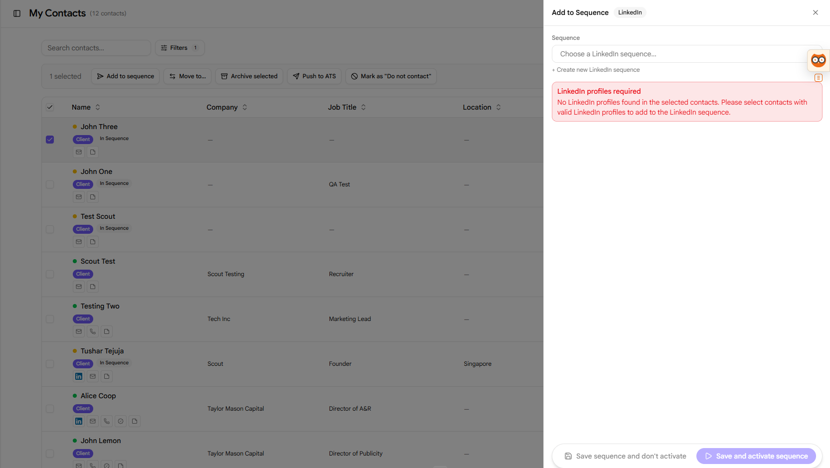Add to Sequence Dialog