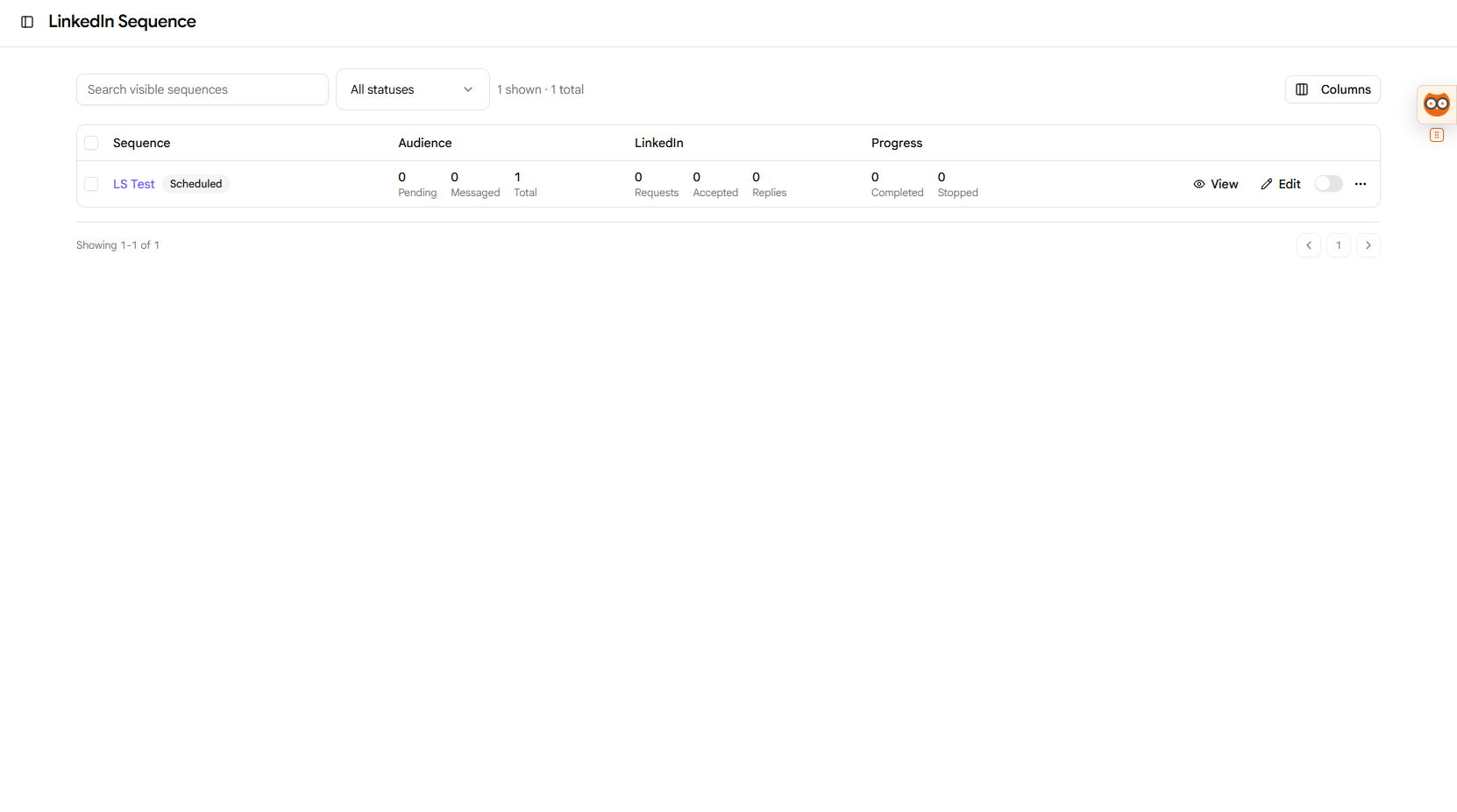 Manage LinkedIn Sequences Table