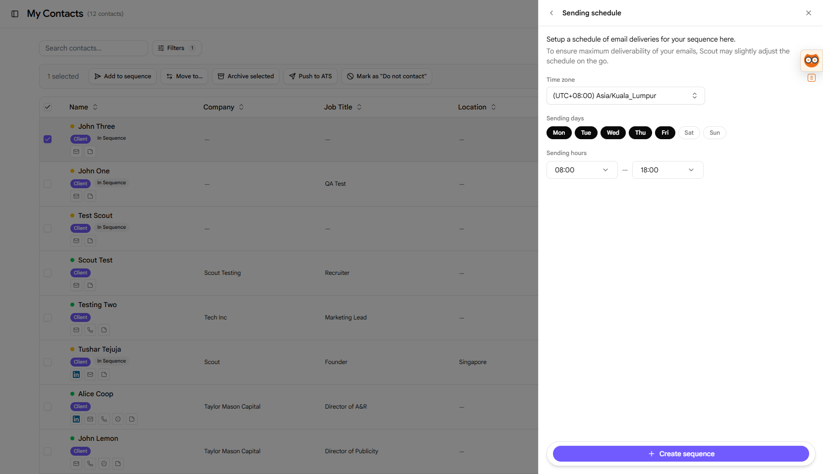 Configure Sending Schedule