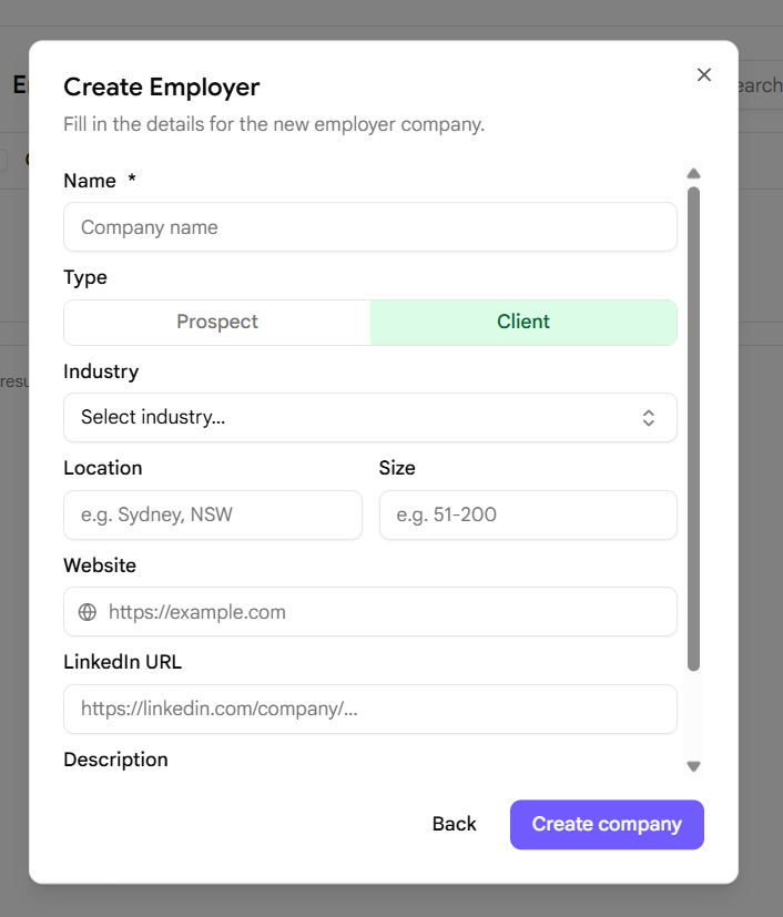 Add Company Dialog