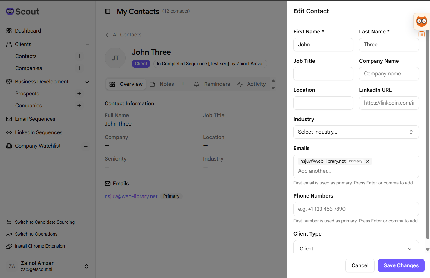 Edit Contact Dialog