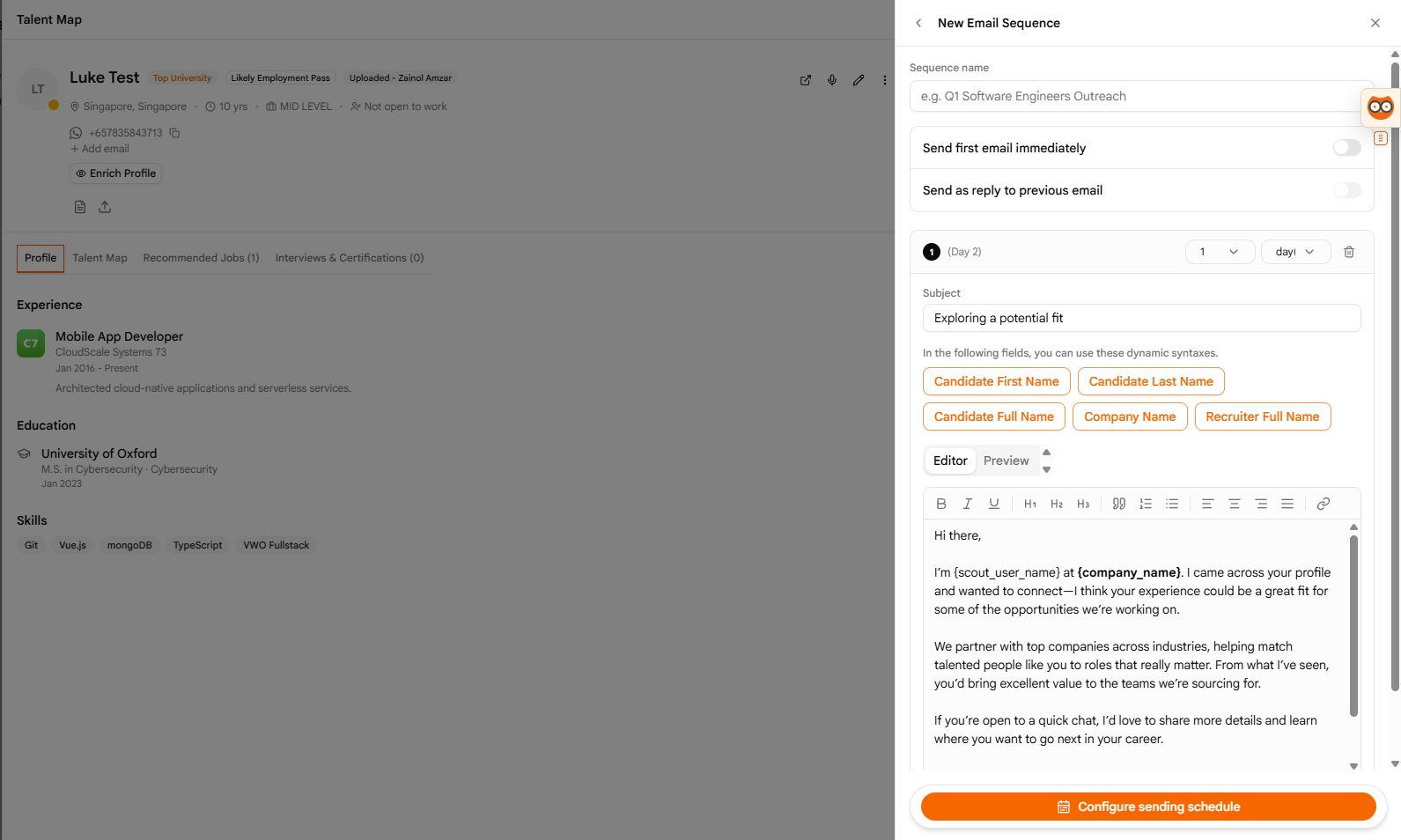 New Email Sequence Dialog