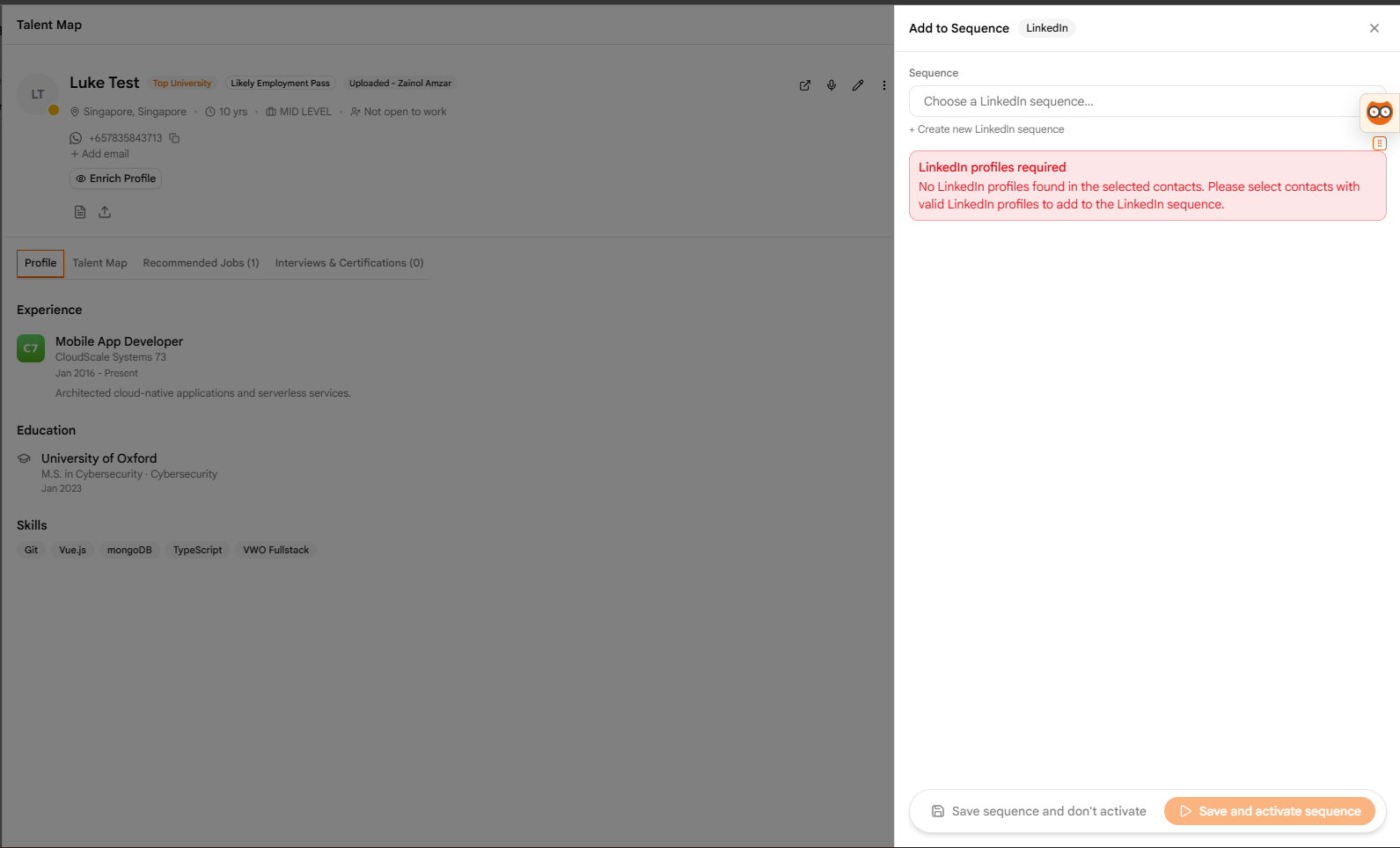 Add to Sequence Dialog
